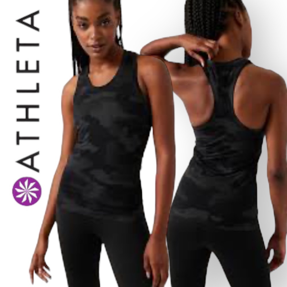 Athleta Black Camo Momentum
Racerback Tank. Size S
